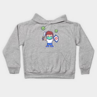 Kid Fight Corona Virus Cartoon Kids Hoodie